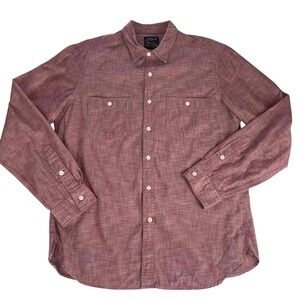 J.Crew Deep Red Linen Feel Cotton Button Down Long Sleeve Shirt Men's‎ Large